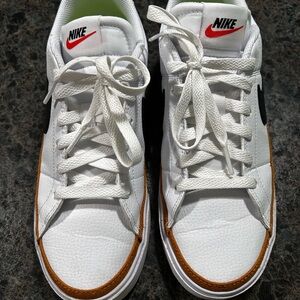 Nike White Sneakers with Brown Trim